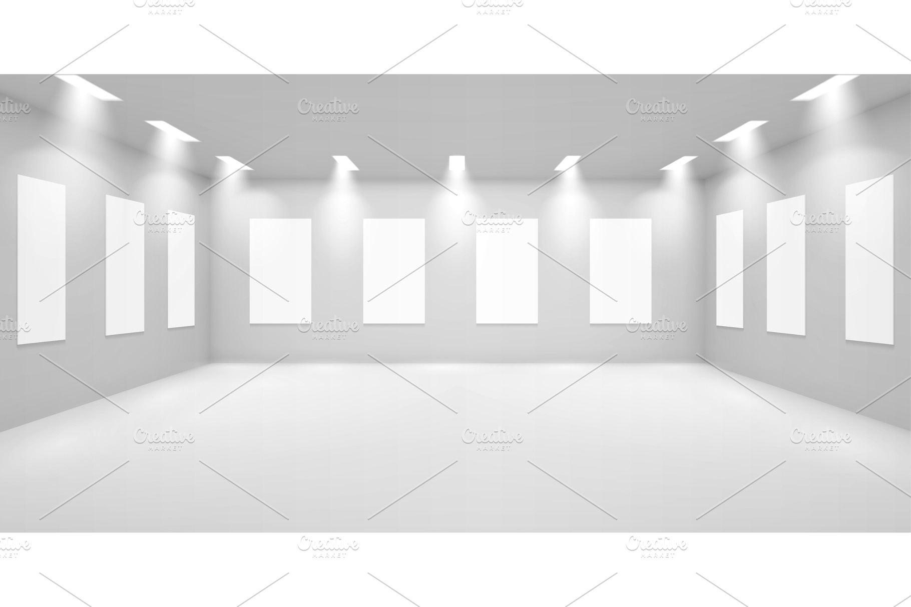 Art Gallery Empty 3d Room With White Pre Designed Vector Graphics Creative Market