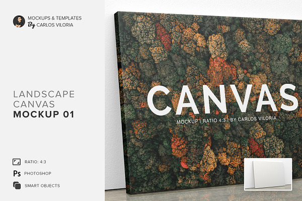 Download Landscape Canvas Ratio 4x3 Mockup 02 Creative Photoshop Templates Creative Market