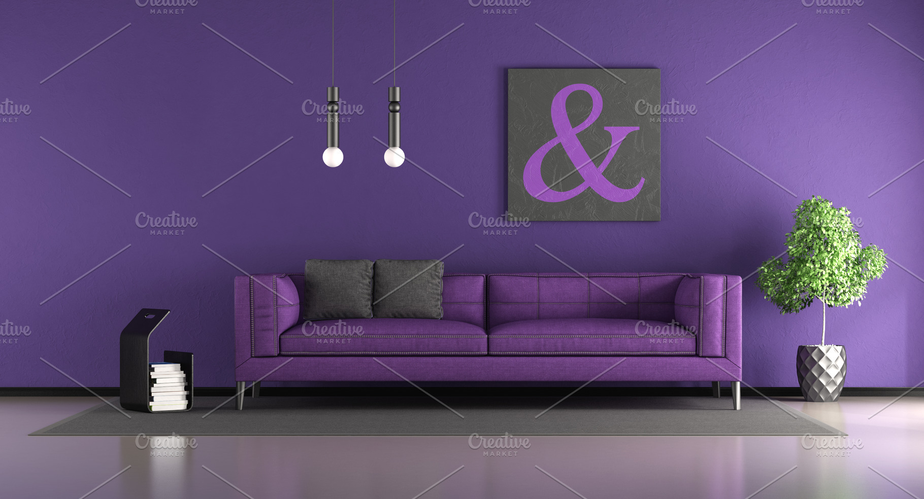 Purple Living Room Containing Living Room