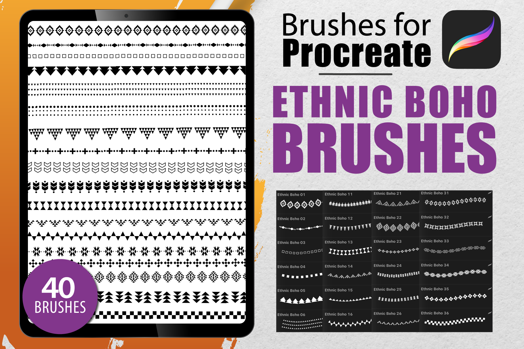 Procreate Ethnic Boho Lines Unique Procreate Brushes Creative Market