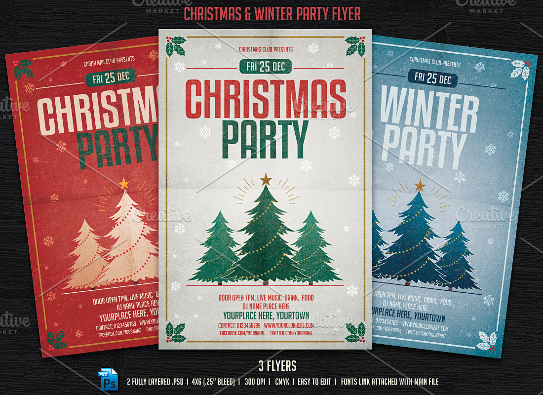 Christmas & Winter Party Flyer | Photoshop Templates ~ Creative Market