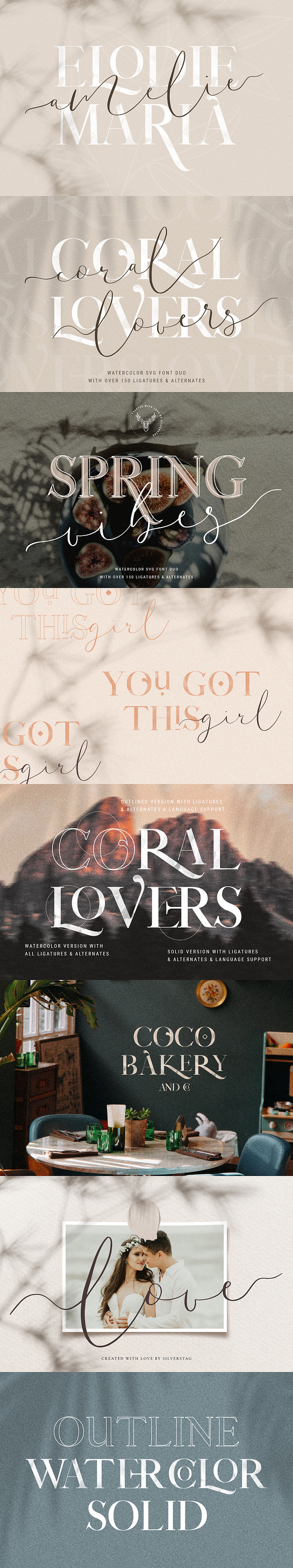 Download Coral Lovers Svg Watercolor Font Duo