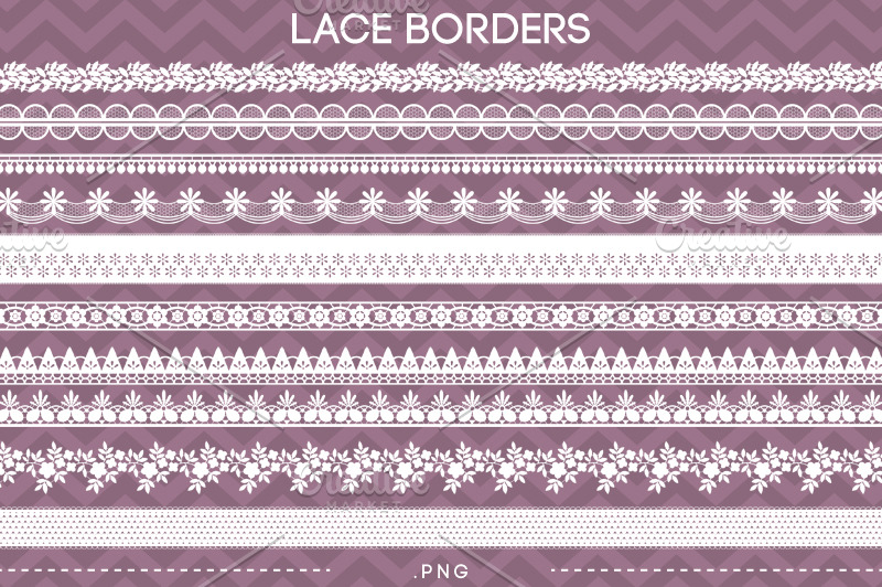 10 Lace Borders Clip Art III | Custom-Designed Illustrations ~ Creative