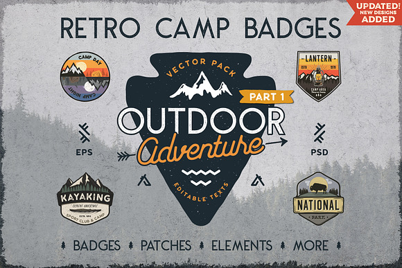 Download Retro Camp Badges Stickers Vol 1 Creative Illustrator Templates Creative Market