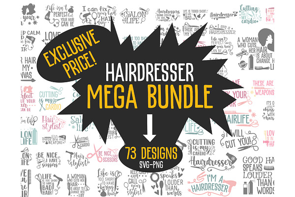 Download Hairdresser Svg Mega Bundle Pre Designed Illustrator Graphics Creative Market PSD Mockup Templates