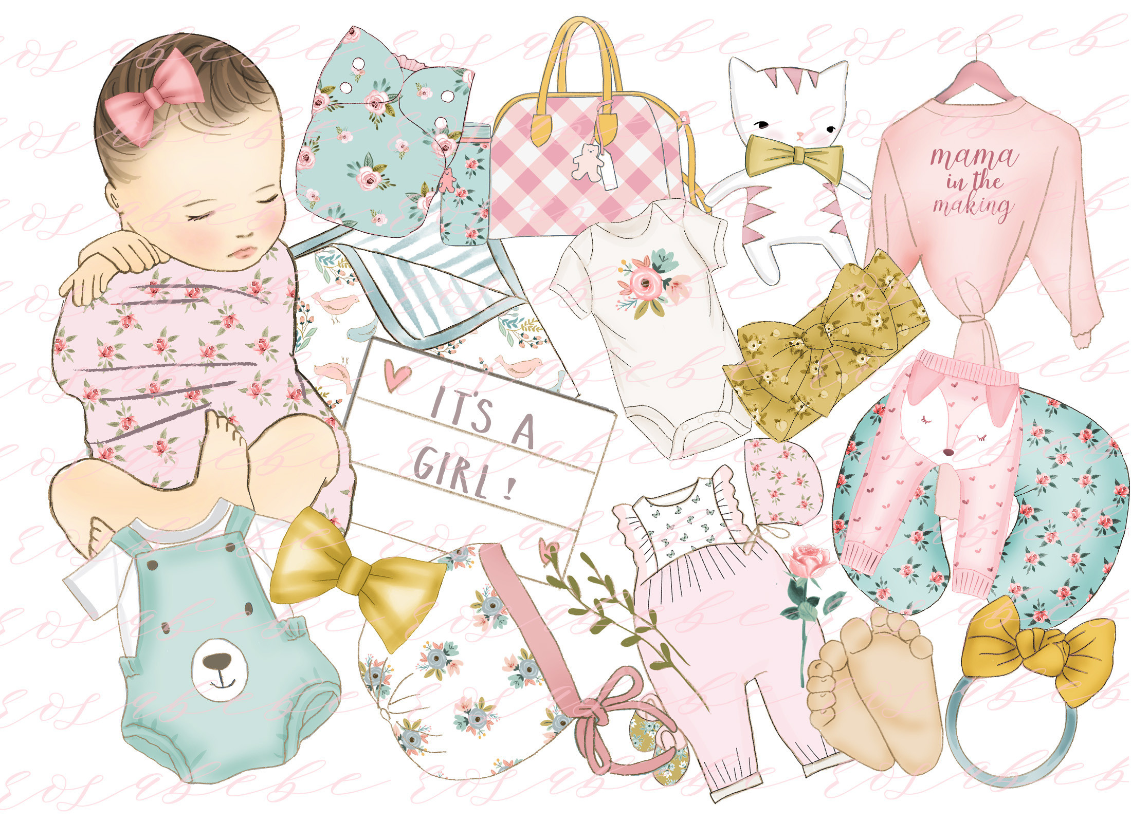 Baby Girl Clipart Pre Designed Photoshop Graphics Creative Market