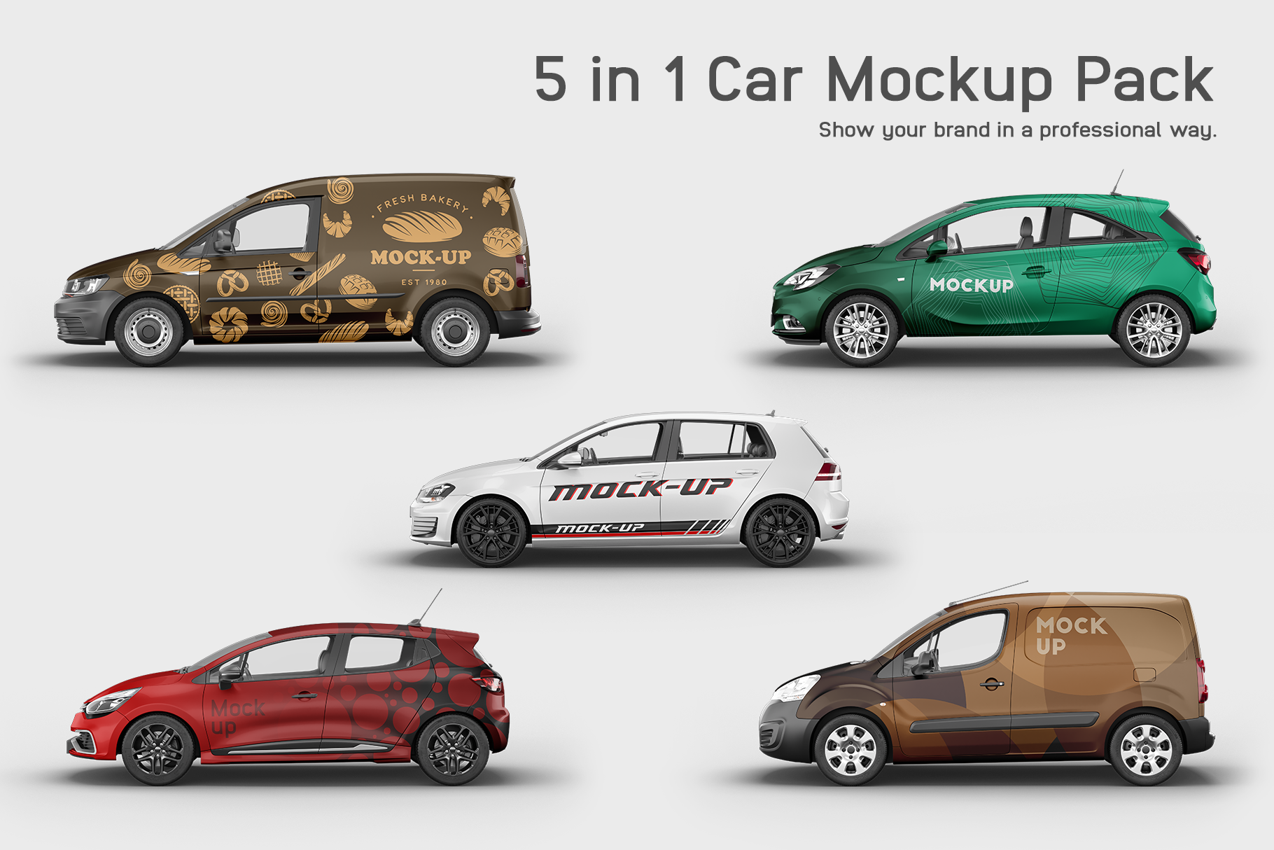 Download Car Mockup Pack 5 In 1 Creative Photoshop Templates Creative Market PSD Mockup Templates