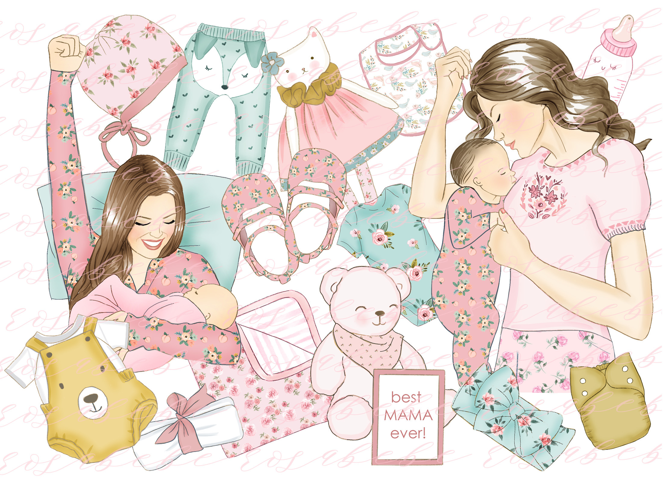 Baby Girl Clipart Pre Designed Photoshop Graphics Creative Market