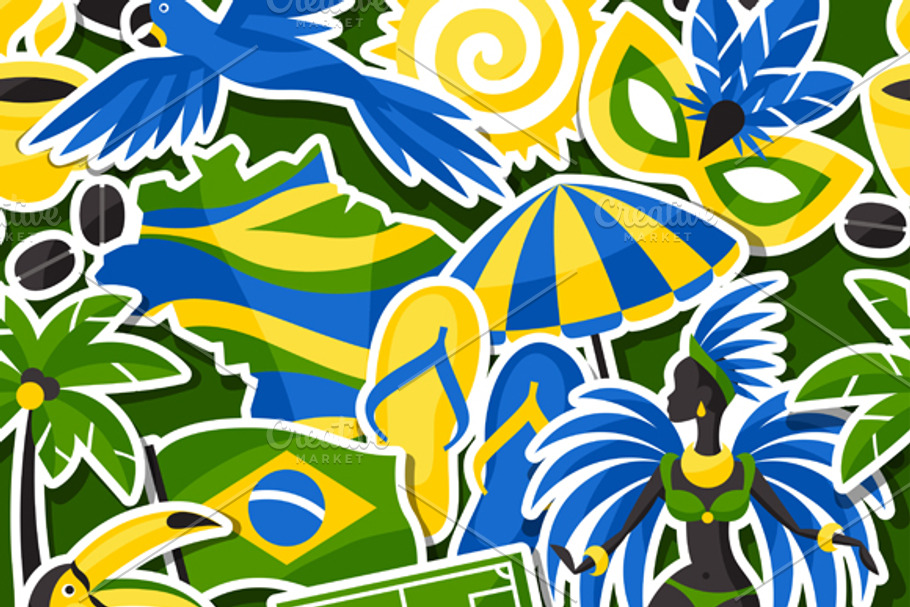 Set of Brazil stylized objects. PreDesigned Illustrator Graphics