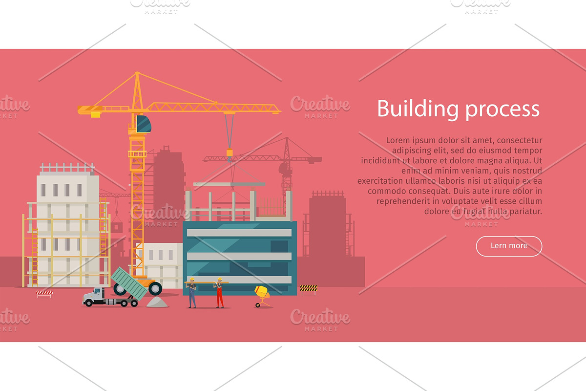 Build process. Building process. Unfinished building.