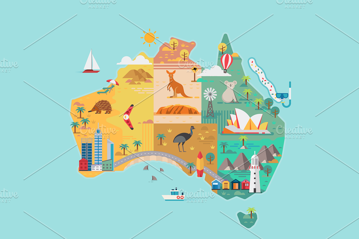 Map of Australia | Pre-Designed Vector Graphics ~ Creative Market