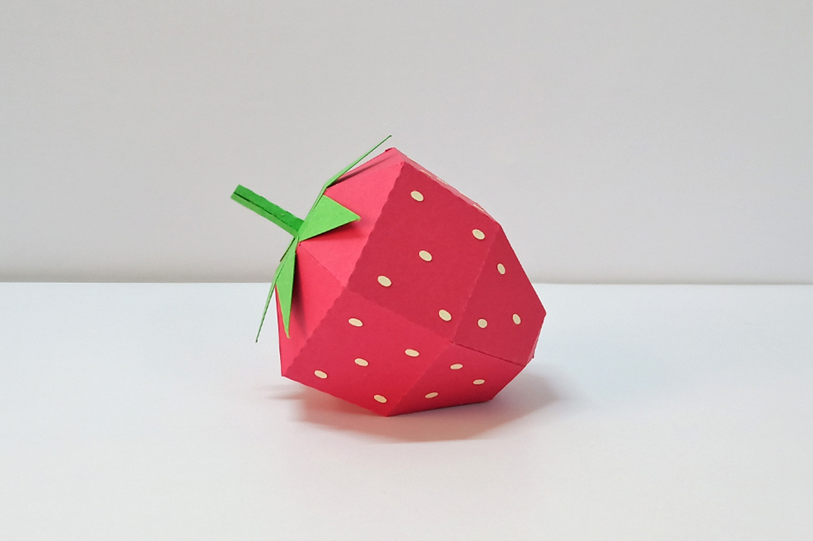 Download Diy Strawberry 3d Papercraft Creative Templates Creative Market