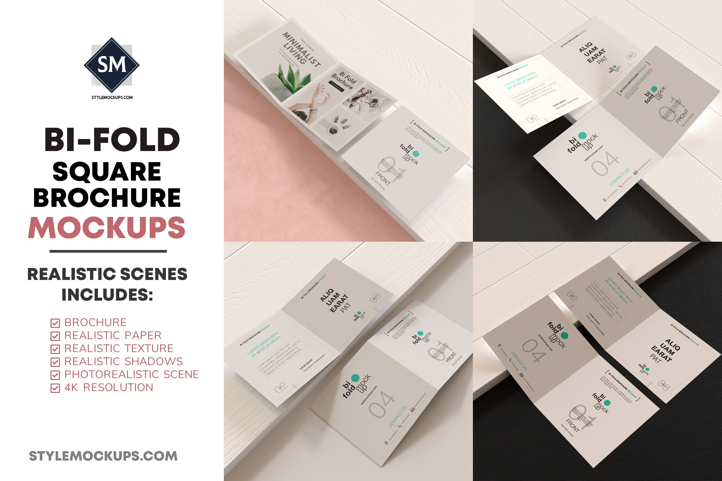 Download Bi Fold Square Brochure Mockups Creative Photoshop Templates Creative Market