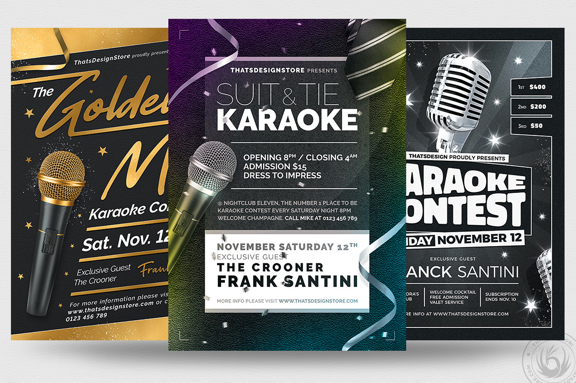 Karaoke Flyer Bundle V3 | Creative Photoshop Templates ~ Creative Market