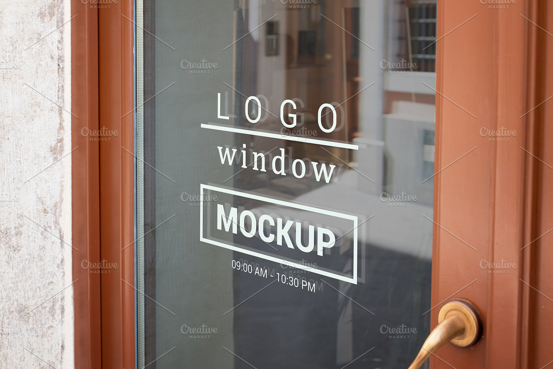 Logo mockup on door window | Advertising Mockups ~ Creative Market