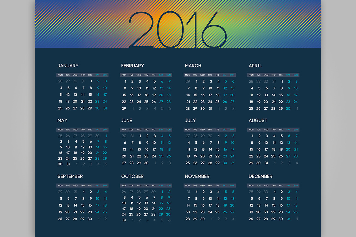 16 Calendar 12 Months Vector Pre Designed Illustrator Graphics Creative Market