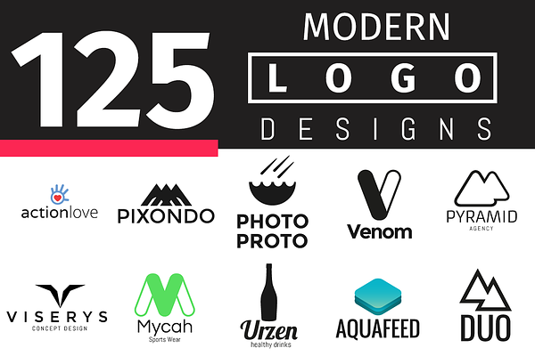 125 Modern Logo Designs Creative Illustrator Templates Creative Market