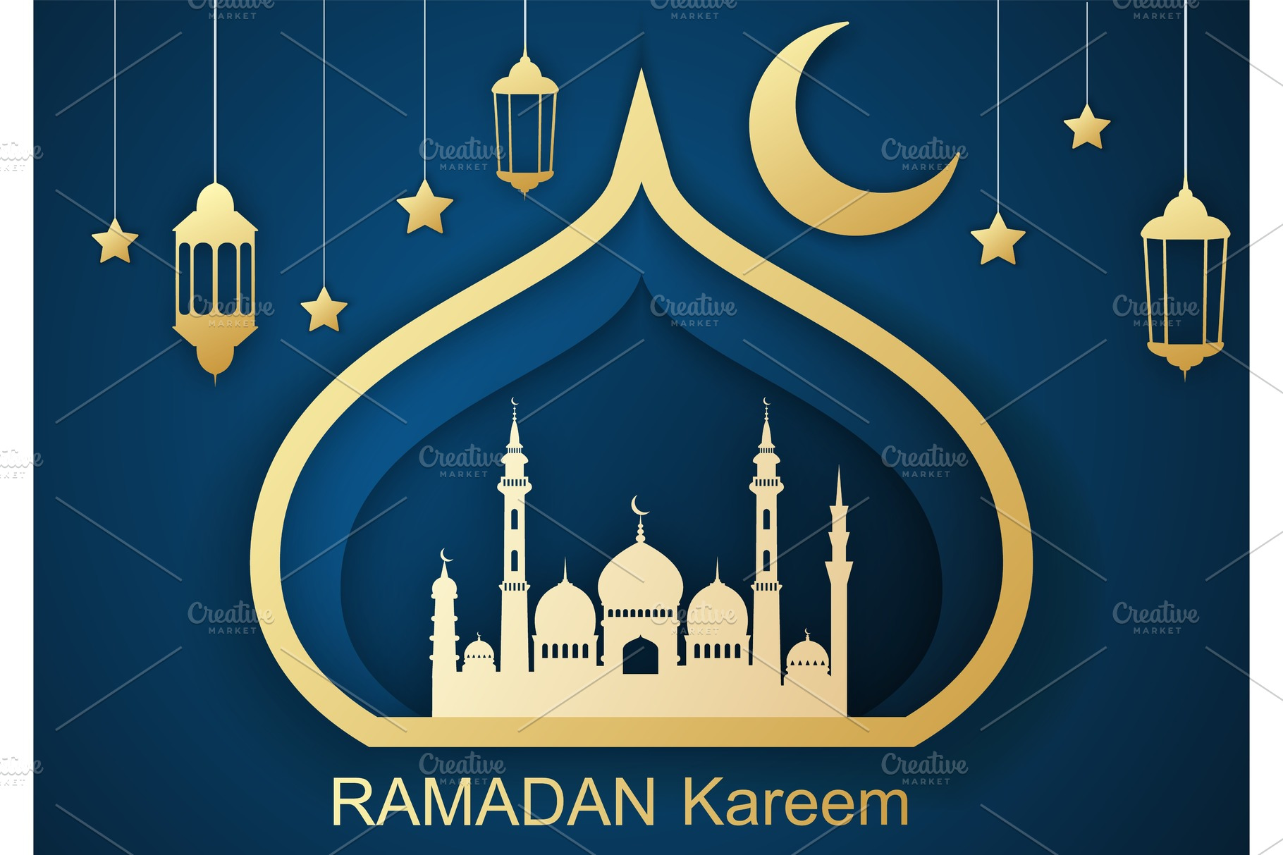 Ramadan Kareem Greeting Card, | Decorative Illustrations ~ Creative Market