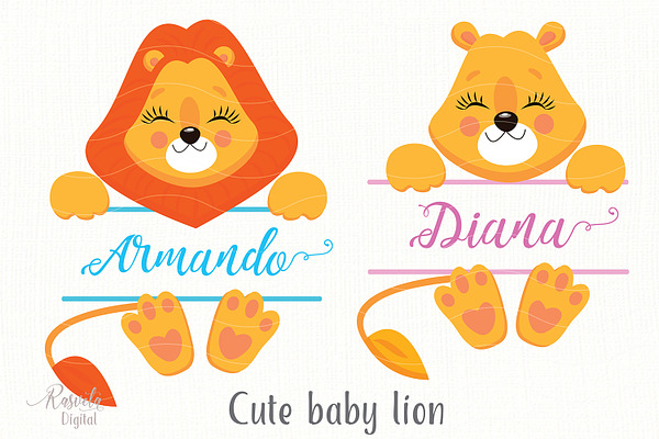 Download Cute Little Animal Lion Clipart 2 Pre Designed Photoshop Graphics Creative Market