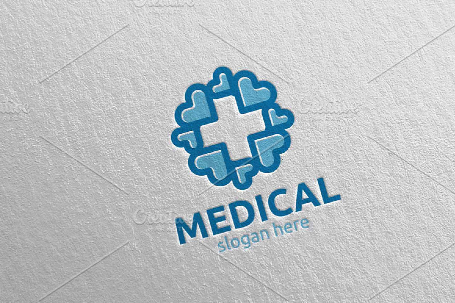 Love Medical Hospital Logo Design 98 | Creative Illustrator Templates ...