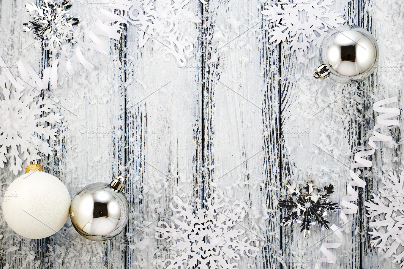 Christmas white & silver decorations | Arts & Entertainment Stock ...