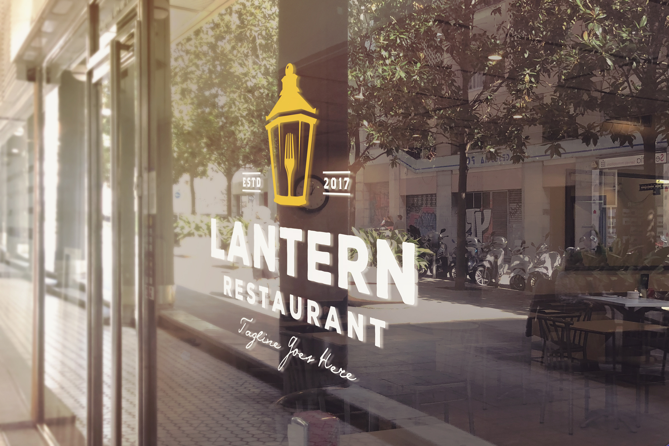 Restaurant Entrance Glass Mockup Creative Photoshop Templates Creative Market