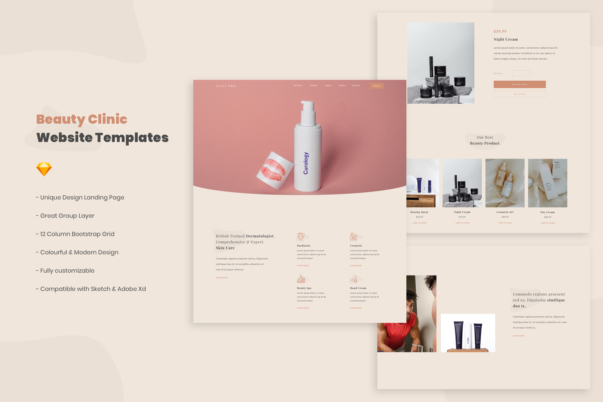 Beauty Clinic Website Template Landing Page Templates Creative Market