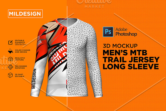 Download 3d Mockup Men S Mtb Trail Jersey Creative Photoshop Templates Creative Market