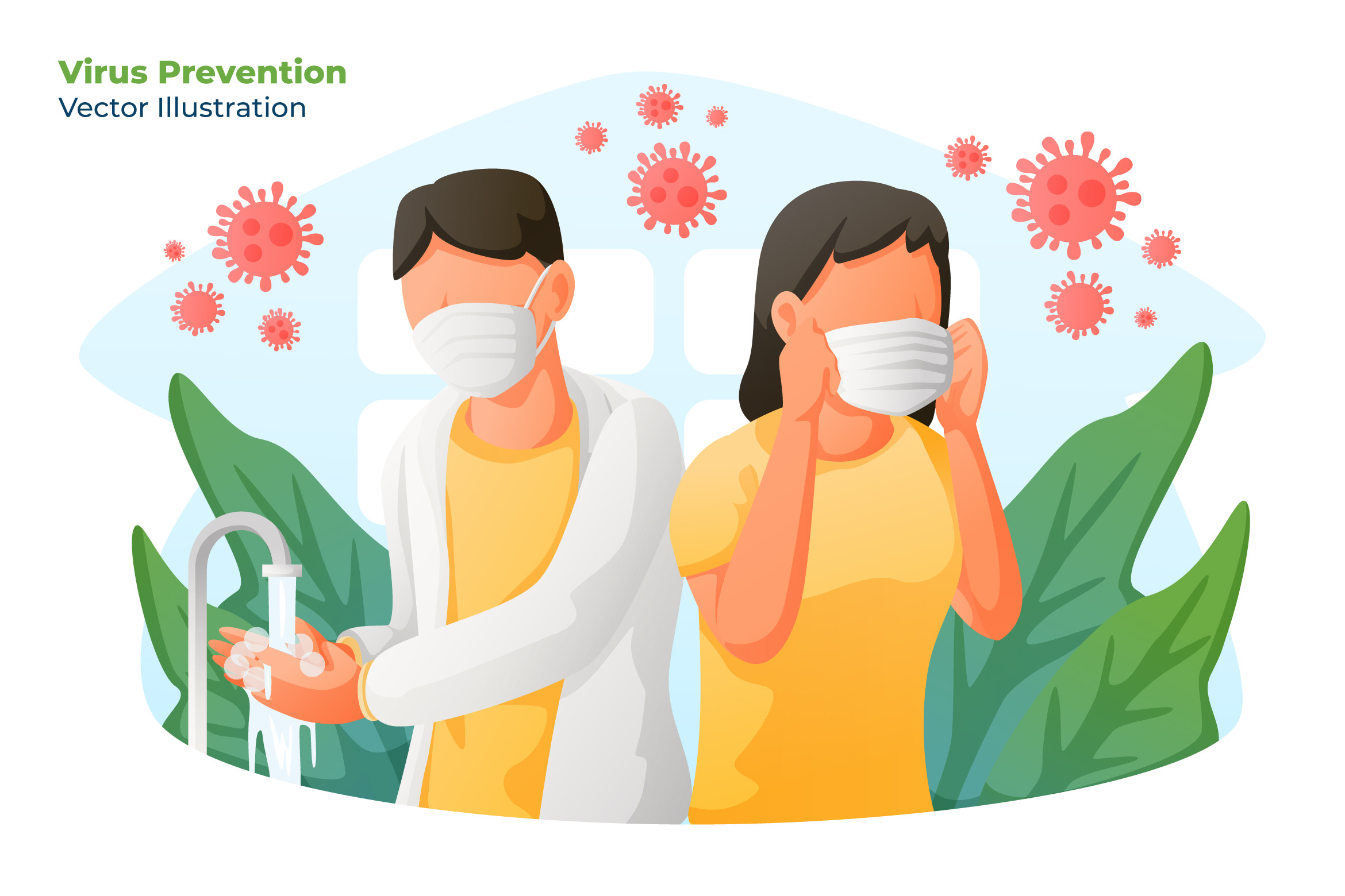 Virus Prevention Vector Illustration Illustrations ~ Creative Market