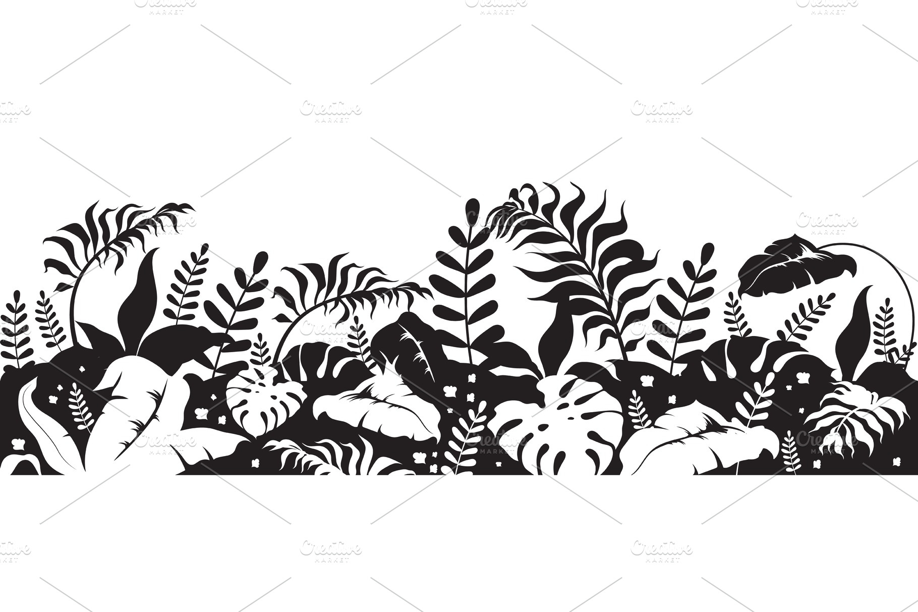 Tropical foliage black silhouette | Illustrations ~ Creative Market