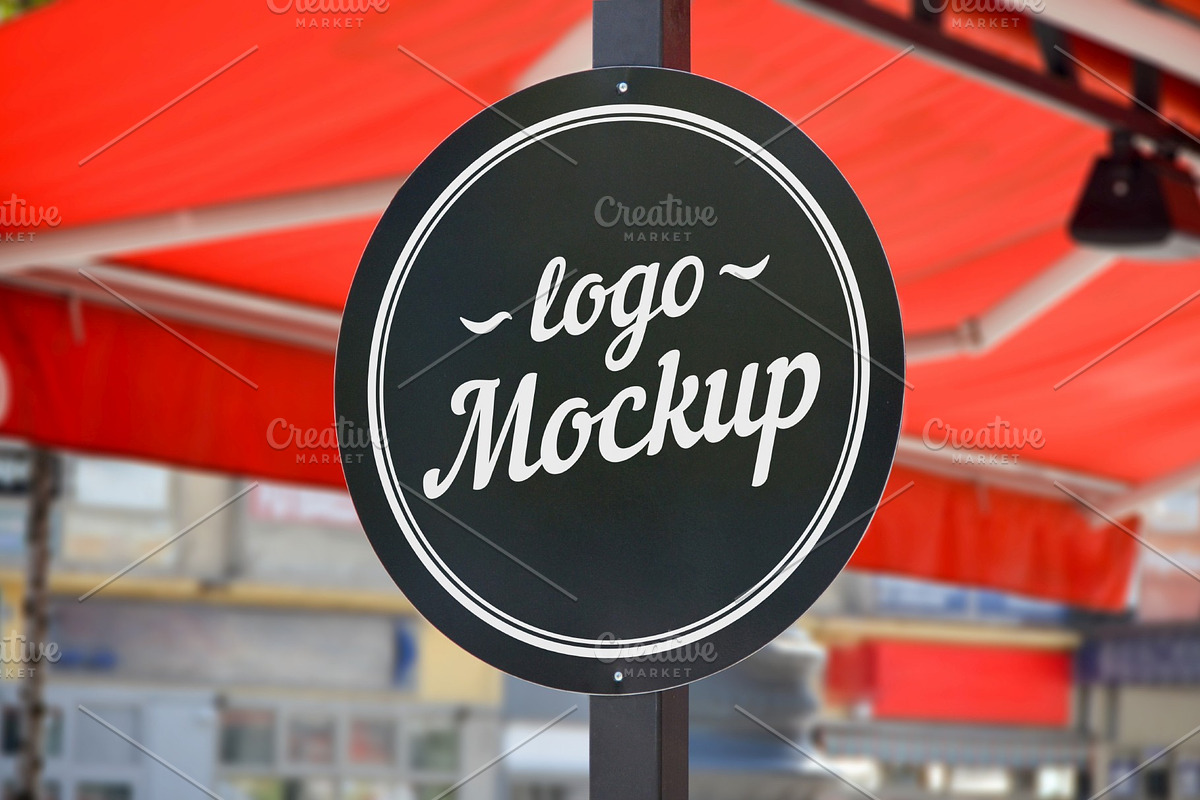 Download Coffee shop sign logo mockup | Creative Photoshop Templates ~ Creative Market