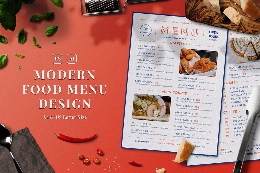 Simple Food Menu | Creative Illustrator Templates ~ Creative Market