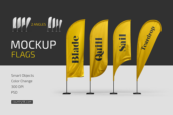 Download Feather Flags Mockup Set Creative Photoshop Templates Creative Market