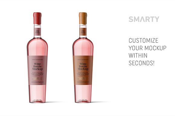 Download Rose Wine Bottle Mockup Creative Photoshop Templates Creative Market