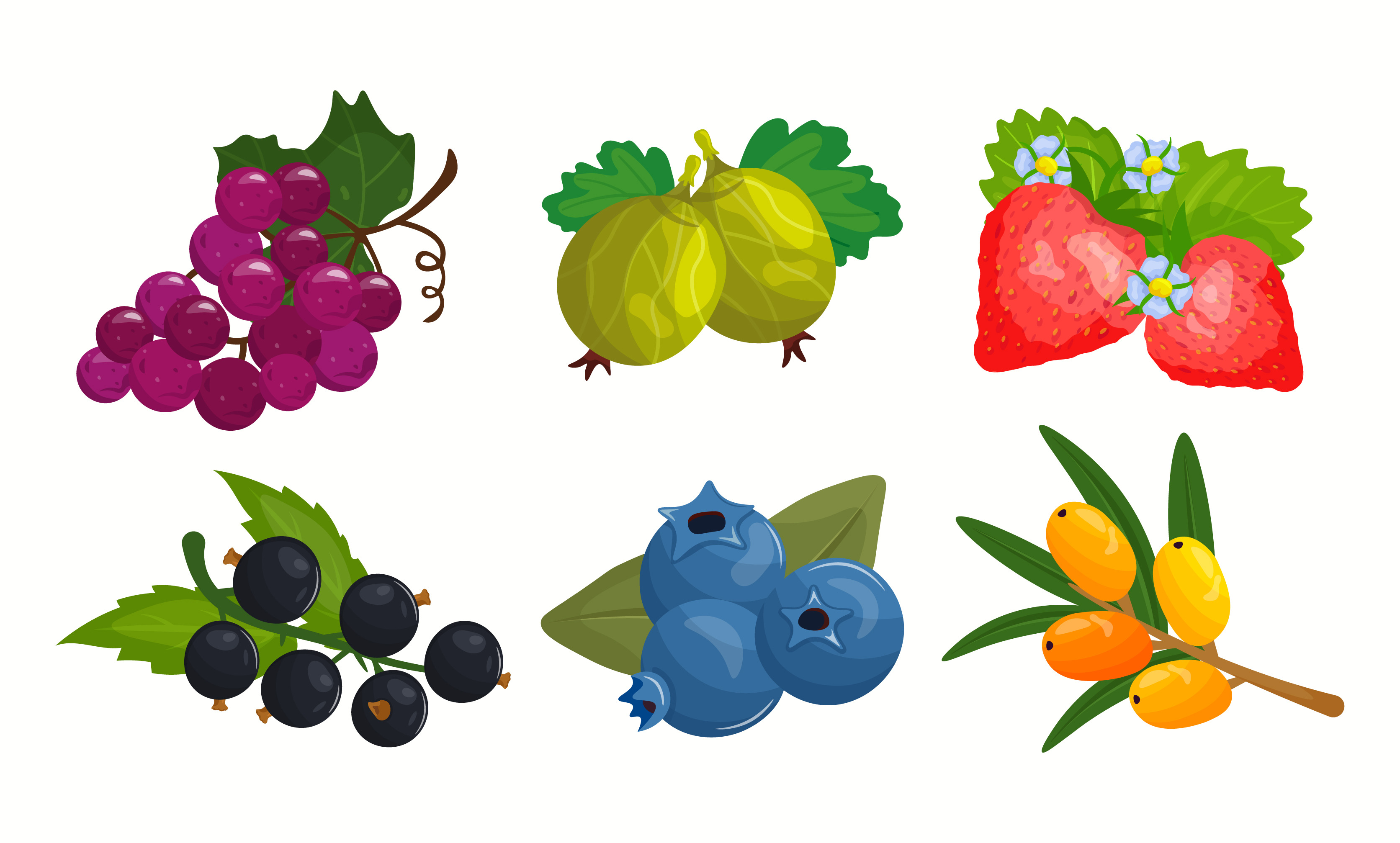 Berries set cartoon | Pre-Designed Illustrator Graphics ~ Creative Market