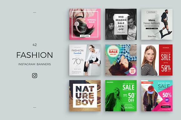 42 Fashion Instagram Banners Creative Photoshop Templates Creative Market