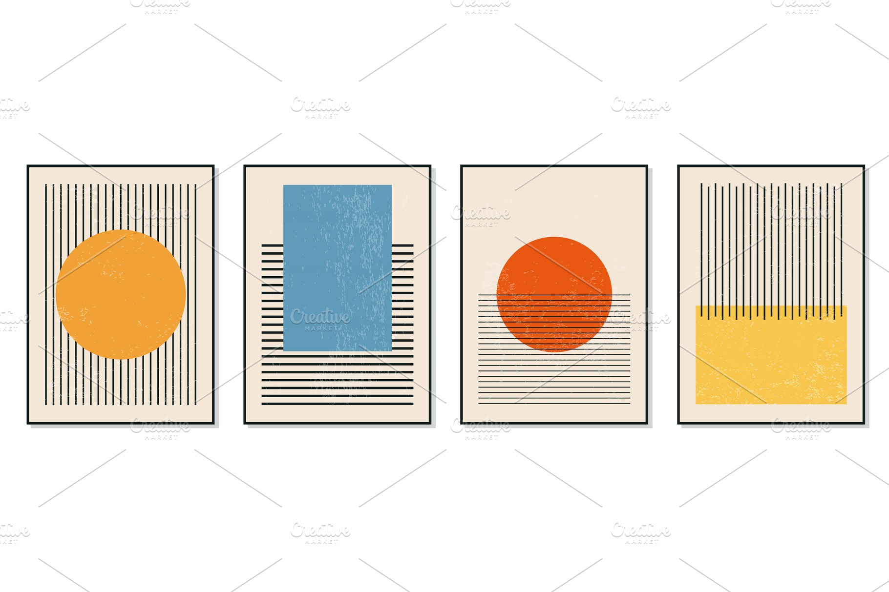 Set of minimal 20s geometric design | Graphic Objects ~ Creative Market