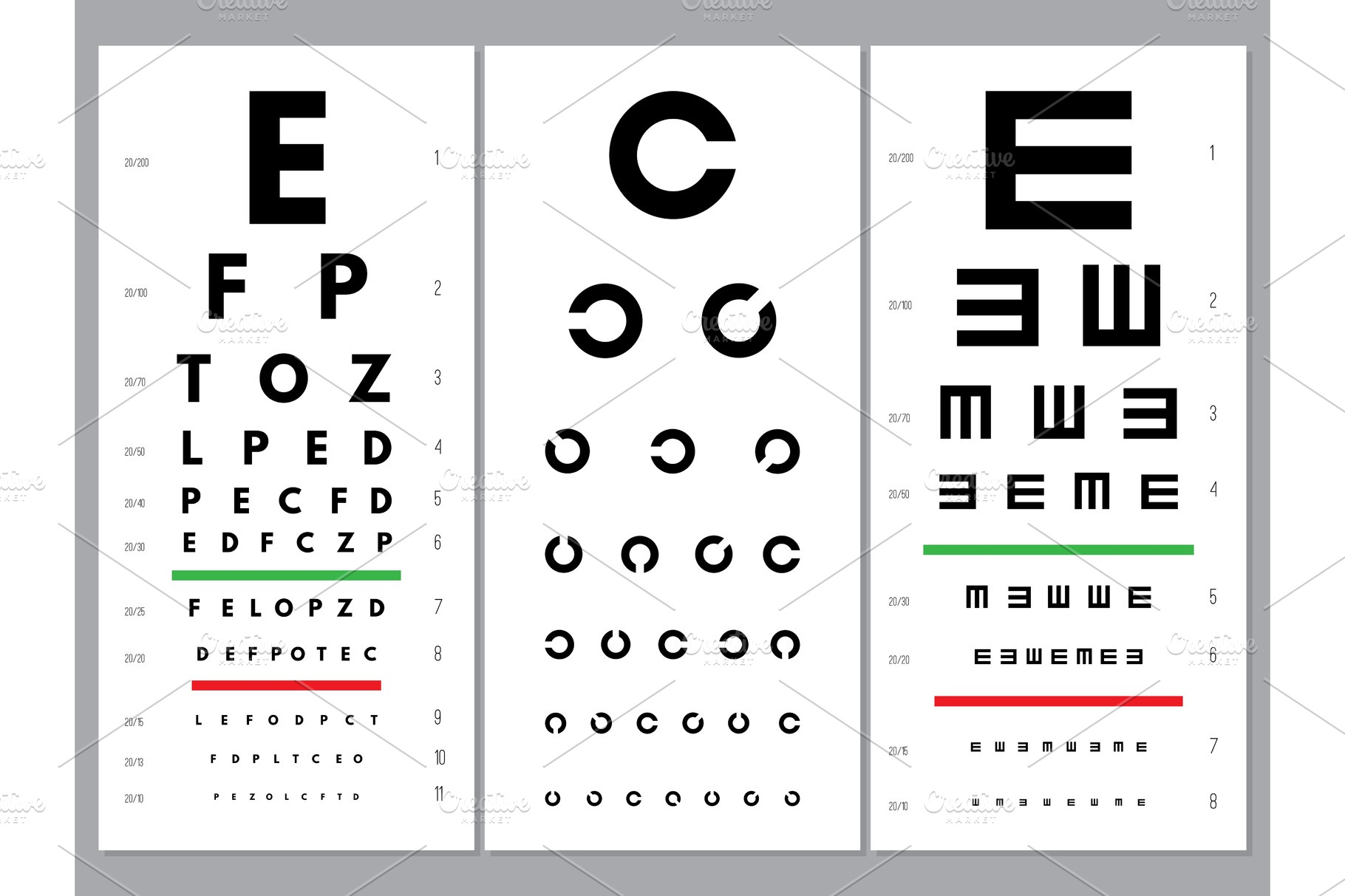 Eyes Charts Ophthalmology Vision Vector Graphics Creative Market