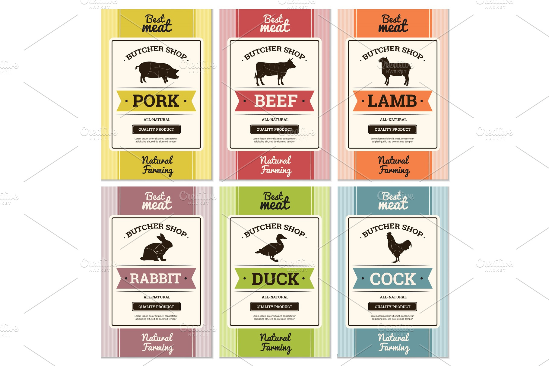 Meat labels. Butcher shop logo and | Background Graphics ~ Creative Market