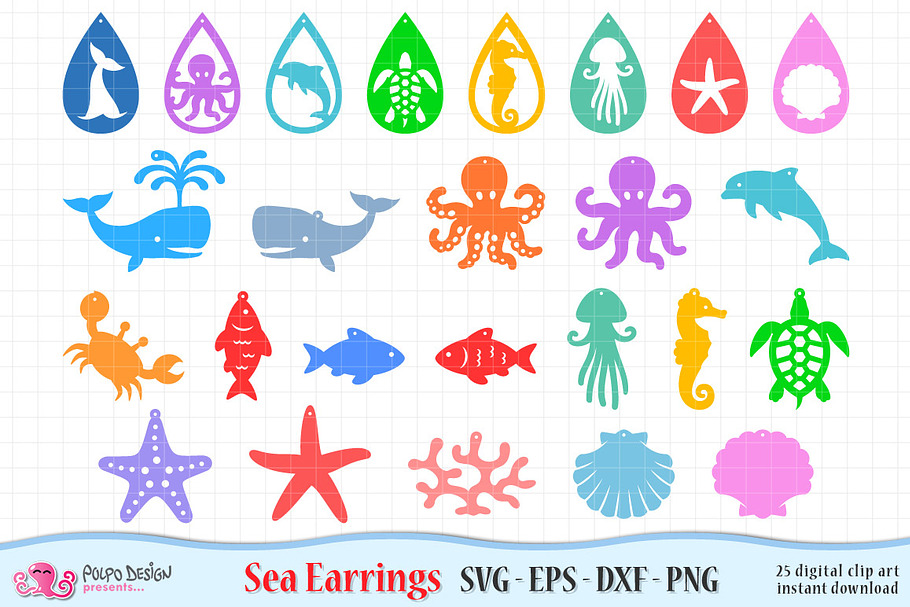 Sea Creatures Svg Eps Dxf And Png Pre Designed Photoshop Graphics Creative Market