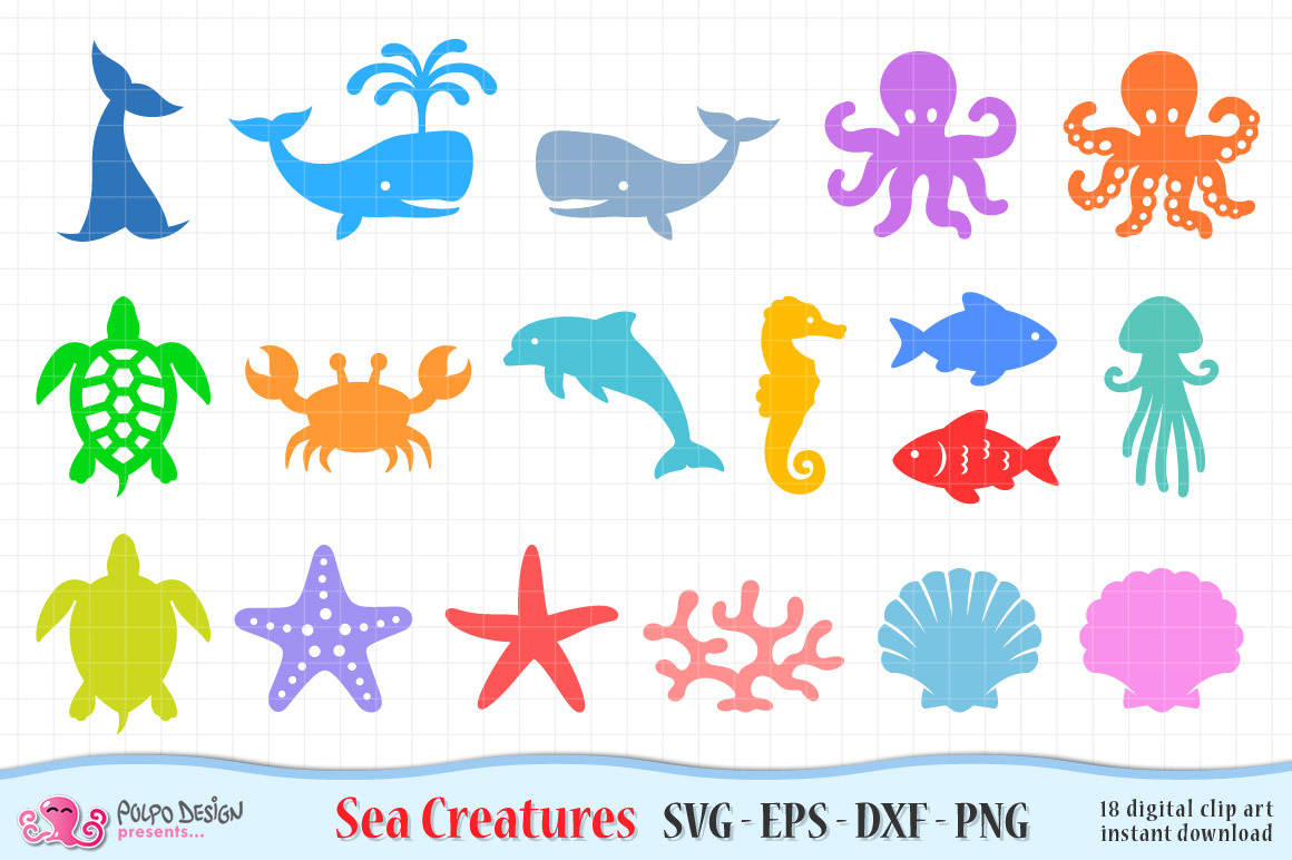 Download Sea Creatures Svg Eps Dxf And Png Pre Designed Photoshop Graphics Creative Market