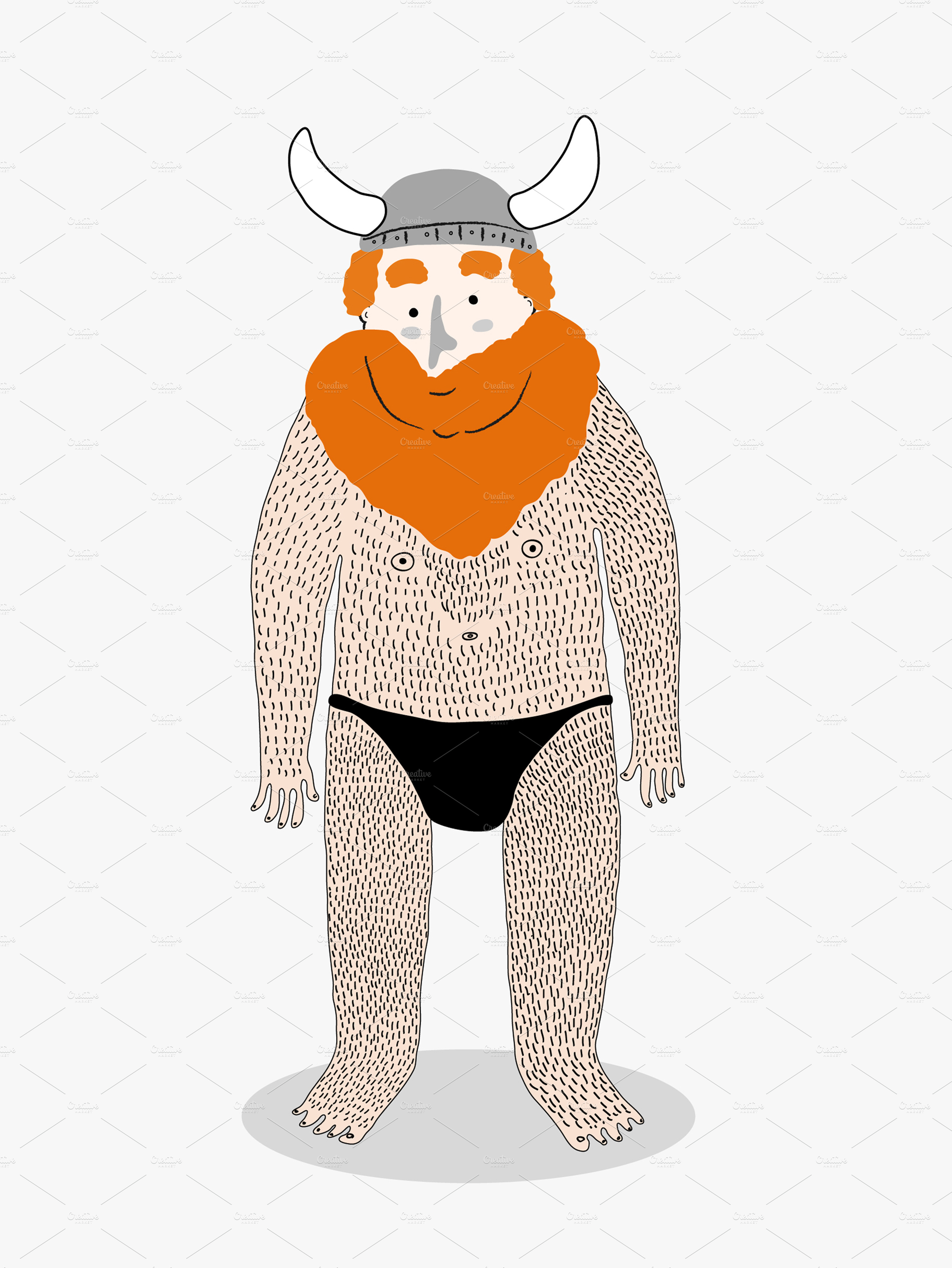 Hairy Viking Cartoon Pre Designed Illustrator Graphics Creative Market