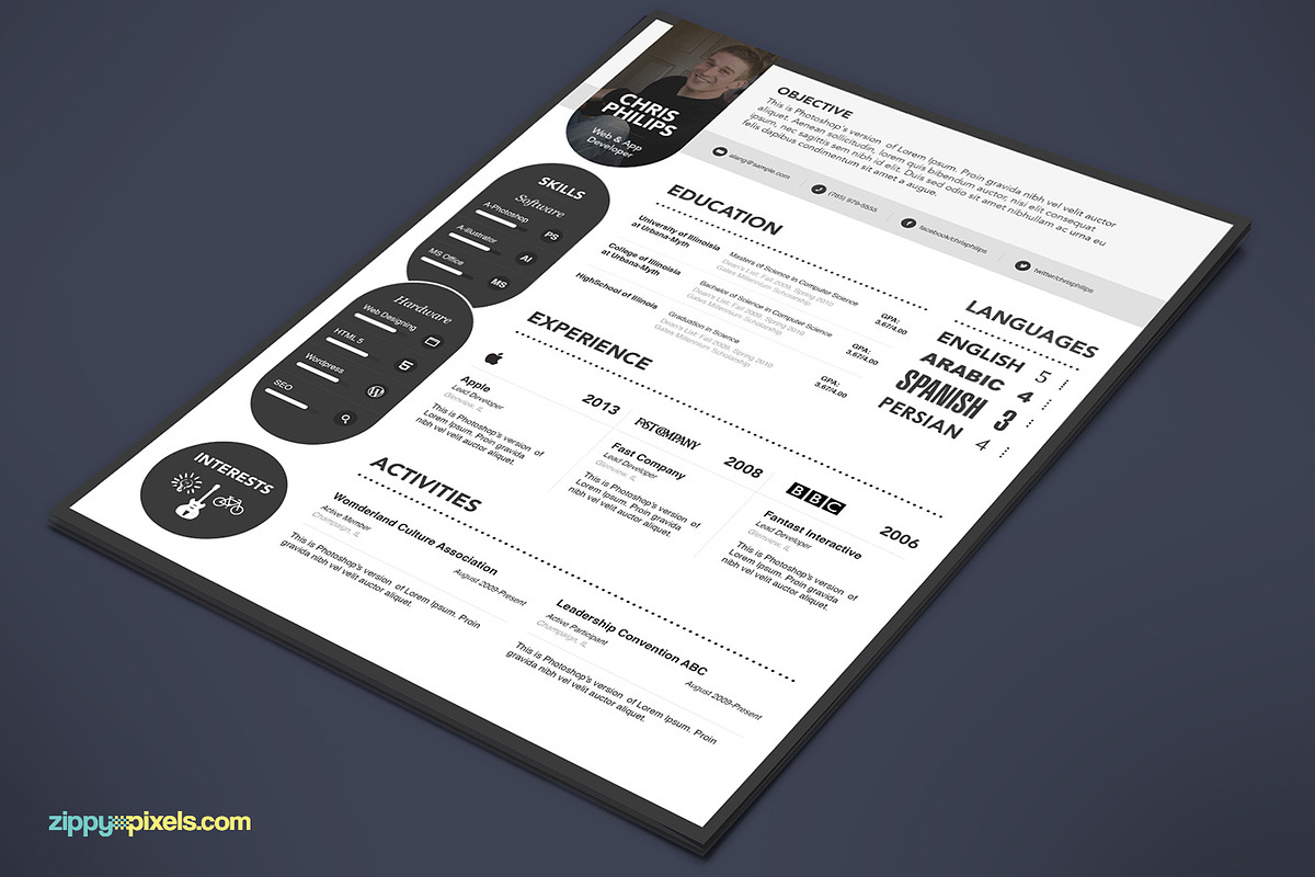 Docx template. Premium Resume free.