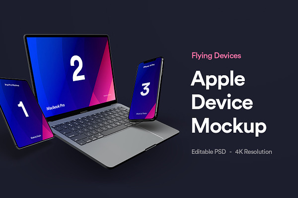 Download Flying Apple Device Mockup Vol 01 | Creative Photoshop ...