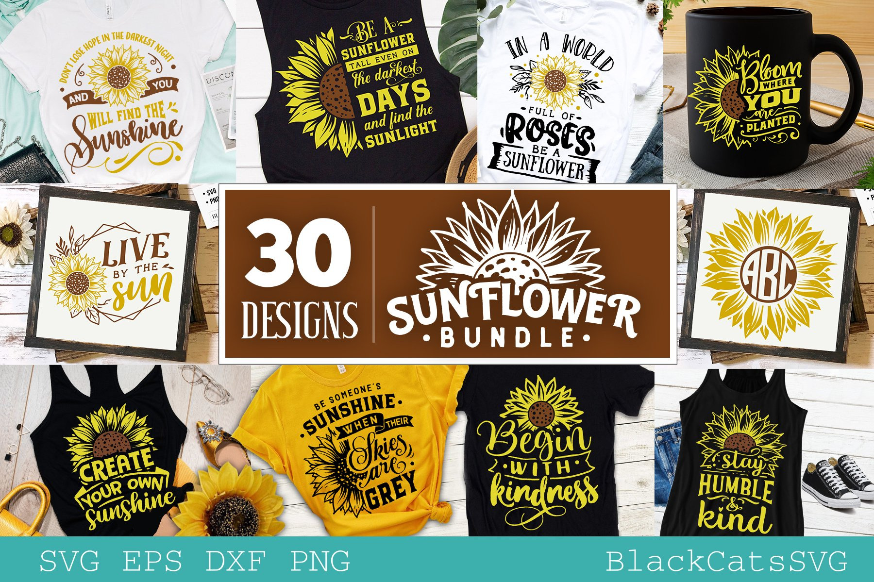 Download Sunflower Svg Bundle 30 Designs Pre Designed Vector Graphics Creative Market