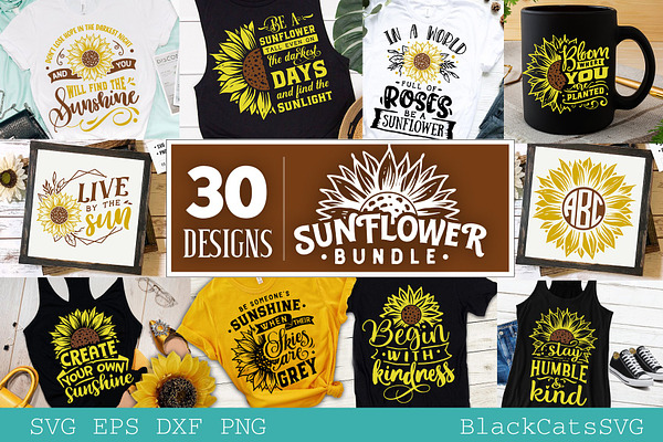 Download Sunflower Svg Bundle 30 Designs Pre Designed Vector Graphics Creative Market PSD Mockup Templates