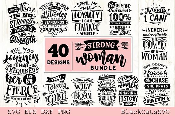 Download Strong Woman Svg Bundle 40 Designs Pre Designed Illustrator Graphics Creative Market