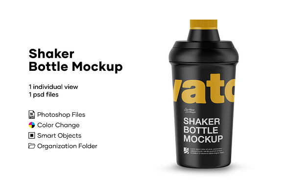 Download Shaker Bottle Mockup Creative Photoshop Templates Creative Market