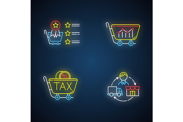 Trading Neon Light Icons Set Pre Designed Photoshop Graphics Creative Market