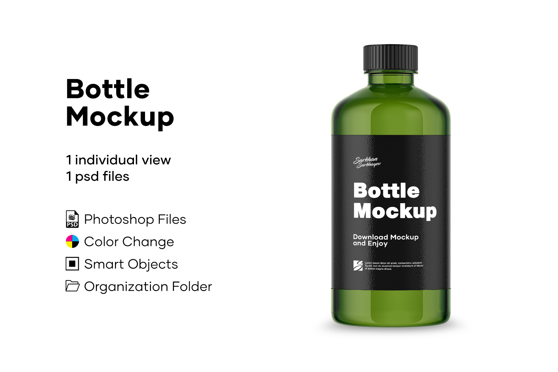 Download Green Bottle Mockup Creative Photoshop Templates Creative Market